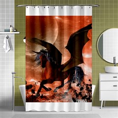 Wonderful Dark Unicorn In The Night Shower Curtain 48  X 72  (small)  by FantasyWorld7