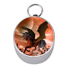 Wonderful Dark Unicorn In The Night Mini Silver Compasses by FantasyWorld7