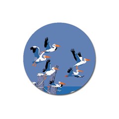 Abstract Pelicans Seascape Tropical Pop Art Magnet 3  (round) by WaltCurleeArt