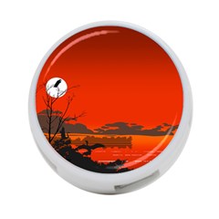 Tropical Birds Orange Sunset Landscape 4-port Usb Hub (one Side) by WaltCurleeArt