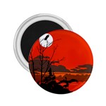 Tropical Birds Orange Sunset Landscape 2.25  Magnets Front