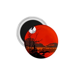 Tropical Birds Orange Sunset Landscape 1 75  Magnets by WaltCurleeArt