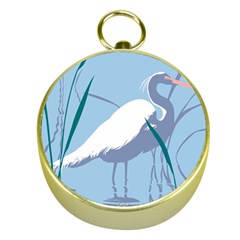 Egret Gold Compasses by WaltCurleeArt