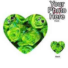 Festive Green Glitter Roses Valentine Love  Playing Cards 54 (heart)  by yoursparklingshop