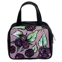 Black Raspberry Fruit Purple Pattern Classic Handbags (2 Sides) by BubbSnugg