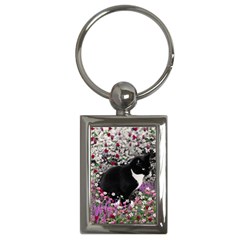 Freckles In Flowers Ii, Black White Tux Cat Key Chains (rectangle)  by DianeClancy