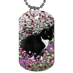 Freckles In Flowers Ii, Black White Tux Cat Dog Tag (one Side) by DianeClancy