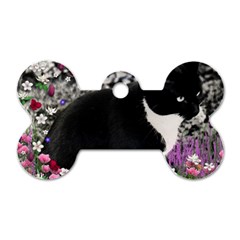 Freckles In Flowers Ii, Black White Tux Cat Dog Tag Bone (two Sides) by DianeClancy