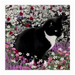 Freckles In Flowers Ii, Black White Tux Cat Medium Glasses Cloth (2-Side) Front