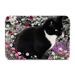 Freckles In Flowers Ii, Black White Tux Cat Plate Mats by DianeClancy