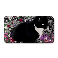 Freckles In Flowers Ii, Black White Tux Cat Medium Bar Mats by DianeClancy