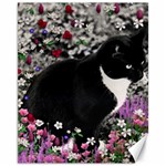 Freckles In Flowers Ii, Black White Tux Cat Canvas 11  x 14   10.95 x13.48  Canvas - 1