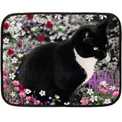 Freckles In Flowers Ii, Black White Tux Cat Fleece Blanket (mini) by DianeClancy