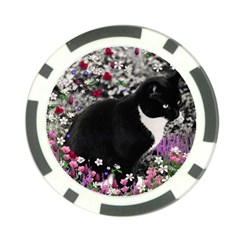 Freckles In Flowers Ii, Black White Tux Cat Poker Chip Card Guards (10 Pack)  by DianeClancy