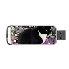 Freckles In Flowers Ii, Black White Tux Cat Portable Usb Flash (two Sides) by DianeClancy