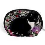 Freckles In Flowers Ii, Black White Tux Cat Accessory Pouches (Medium)  Front