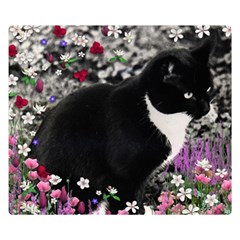 Freckles In Flowers Ii, Black White Tux Cat Double Sided Flano Blanket (small)  by DianeClancy