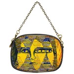 Conundrum II, Abstract Golden & Sapphire Goddess Chain Purses (Two Sides)  Front