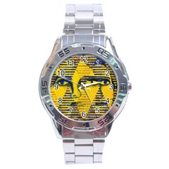 Conundrum Ii, Abstract Golden & Sapphire Goddess Stainless Steel Analogue Watch by DianeClancy