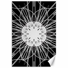 Black And White Flower Mandala Art Kaleidoscope Canvas 24  X 36  by yoursparklingshop