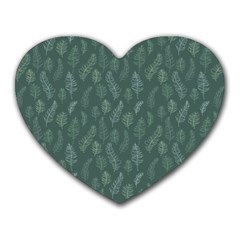 Whimsical Feather Pattern, Forest Green Heart Mousepad by Zandiepants