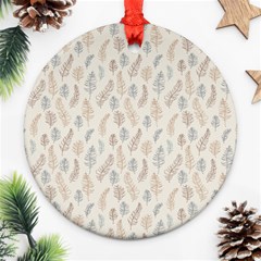 Whimsical Feather Pattern, Nature Brown, Ornament (round) by Zandiepants