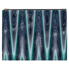 Blue Turquoise Zigzag Pattern Cosmetic Bag (xxxl)  by BrightVibesDesign