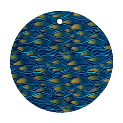 Blue Waves Ornament (round)  by FunkyPatterns