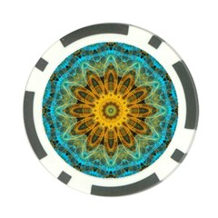 Blue Yellow Ocean Star Flower Mandala Poker Chip Card Guard by Zandiepants