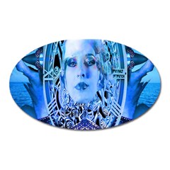 Clockwork Blue Oval Magnet by icarusismartdesigns