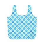 Pastel Turquoise Blue Retro Circles Full Print Recycle Bags (M)  Front