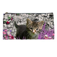 Emma In Flowers I, Little Gray Tabby Kitty Cat Pencil Cases by DianeClancy