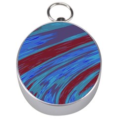 Swish Blue Red Abstract Silver Compasses by BrightVibesDesign