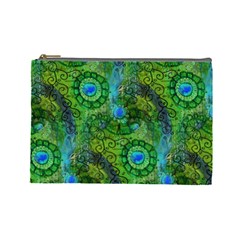 Emerald Boho Abstract Cosmetic Bag (large)  by KirstenStar