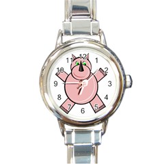 Pink Rhino Round Italian Charm Watch by Valentinaart