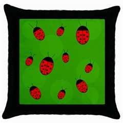 Ladybugs Throw Pillow Case (black) by Valentinaart