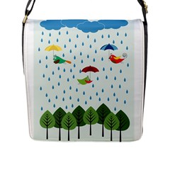 Birds In The Rain Flap Messenger Bag (l)  by justynapszczolka