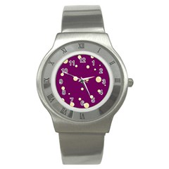 Purple And Yellow Bubbles Stainless Steel Watch by Valentinaart