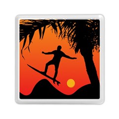 Man Surfing At Sunset Graphic Illustration Memory Card Reader (square)  by dflcprints