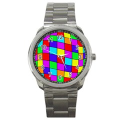 Colorful Cubes Sport Metal Watch by Valentinaart