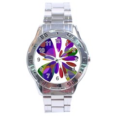 Colorful Abstract Flower Stainless Steel Analogue Watch by Valentinaart