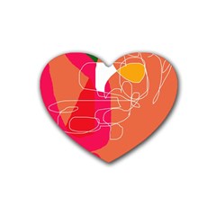 Orange Abstraction Rubber Coaster (heart)  by Valentinaart