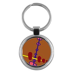 Brown Abstraction Key Chains (round)  by Valentinaart