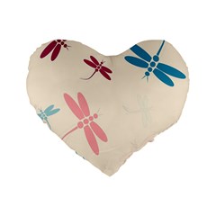 Pastel Dragonflies  Standard 16  Premium Heart Shape Cushions by Valentinaart