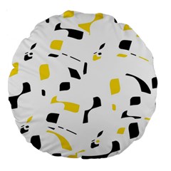 Yellow, Black And White Pattern Large 18  Premium Round Cushions by Valentinaart