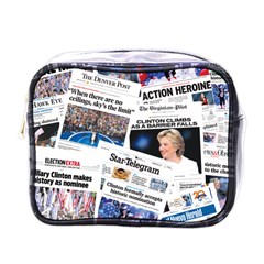 Hillary 2016 Historic Newspaper Collage Mini Toiletries Bags by blueamerica