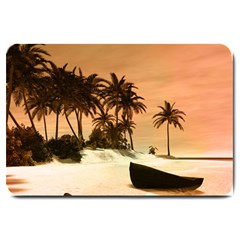 Wonderful Sunset Over The Beach, Tropcal Island Large Doormat  by FantasyWorld7