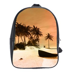 Wonderful Sunset Over The Beach, Tropcal Island School Bags(large)  by FantasyWorld7