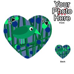 Green And Blue Bird Playing Cards 54 (heart)  by Valentinaart