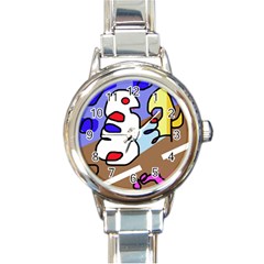 Abstract Comic Round Italian Charm Watch by Valentinaart